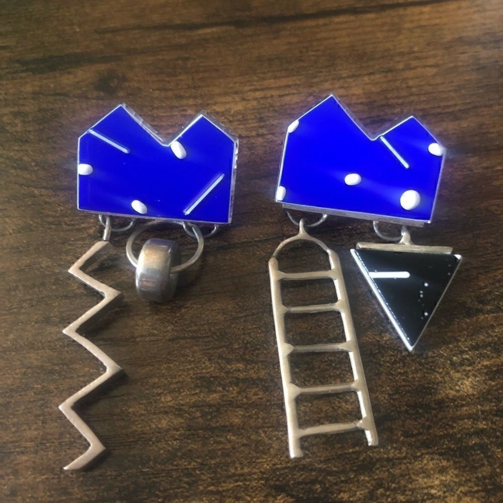 80’s  Sterling 925 Building Elements Earrings